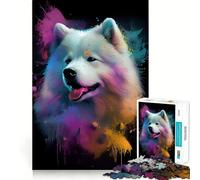 Puzzle Abstrait coloré Samoyède pour Adolescents 1000 pièces Stimule la mémoire Soulagement de la Tension Bords serrés Belle œuvre d'art (50x75cm)