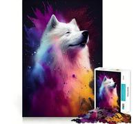 Puzzle Abstrait coloré Samoyède pour Adultes, 1000 pièces, améliore la mémoire, détend l'esprit, pièce de Collection Sharp Edge (38x52cm)
