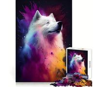 Puzzle Abstrait coloré Samoyède pour Adultes, 1000 pièces, améliore la mémoire, détend l'esprit, pièce de Collection Sharp Edge (38x52cm)