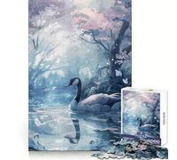 Puzzle Abstrait Cygne 1000 pièces pour Adultes, Jeu de logique Puissant, Anti-anxiété, Bords Transparents, pour Les fêtes 38x52cm