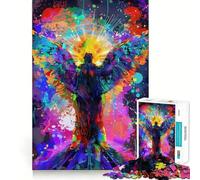 Puzzle Abstrait d'anges aux Couleurs Vives,1000 pièces,Jeu cognitif Amusant,découpe de Haute précision,Cadeau Unique pour soulager Le Stress (50x75cm)