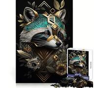 Puzzle Abstrait de 1000 pièces avec Raton Laveur doré pour Adolescents, stimule la mémoire, se détend en Douceur, découpe Premium, Surprise d'anniversaire (38x26cm)