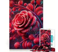Puzzle Abstrait de 1000 pièces avec Une Rose Rouge sur Fond Sombre, idéal pour Les Adolescents Pièce de 50x75cm, idéale pour stimuler la mémoire, soulager la Tension et favoriser la Concentration