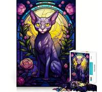 Puzzle Abstrait de 1000 pièces Chat Sphynx pour Adultes, Jeu de réflexion Amusant et décontracté, découpe de précision, Cadeau Artistique 38x52cm