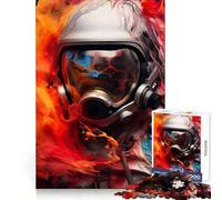 Puzzle Abstrait de 1000 pièces Flammes et astronautes pour Adolescents Un Cadeau Unique, Stimulant la réflexion et la Pleine Conscience (38x52cm)
