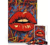 Puzzle Abstrait de 1000 pièces Lèvres Rouges (50x75cm) Art Graffiti Idéal pour Adolescents Découpe Lisse et élégante Cadeau Parfait
