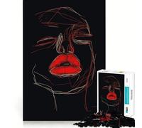 Puzzle Abstrait de 1000 pièces Lèvres Rouges pour Adultes Portrait, renforcement de la mémoire, Divertissement décontracté, Bords Nets, Cadeau Classique (38x26cm)