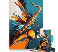 Puzzle Abstrait de 1000 pièces représentant Un Saxophone, idéal pour Adultes Jeu de réflexion Intelligent et Amusant, découpe précise et décorative (38x52cm)