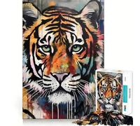 Puzzle Abstrait de 1000 pièces représentant Un Tigre, idéal pour Les Adolescents Stimule la mémoire, Plaisir Lent et Bords Nets Cadeau de Noël 38x26cm