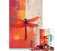 Puzzle Abstrait de 1000 pièces représentant Une Libellule Rouge, idéal pour Adultes Améliore la mémoire, détend l'esprit et Offre Un Cadeau élégant aux Bords Nets (38x26cm)
