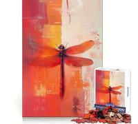 Puzzle Abstrait de 1000 pièces représentant Une Libellule Rouge, idéal pour Adultes Améliore la mémoire, détend l'esprit et Offre Un Cadeau élégant aux Bords Nets (38x26cm)