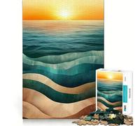 Puzzle Abstrait de 1000 pièces Vagues au Coucher du Soleil pour Adolescents, Jeu de réflexion, activité à la Maison, découpe de qualité supérieure, pour Les vœux du Père Noël 38x52cm