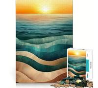 Puzzle Abstrait de 1000 pièces Vagues au Coucher du Soleil pour Adultes pour renforcer Les Liens et se ressourcer Qualité supérieure Idéal pour Les fêtes de Fin d'année 38x26cm