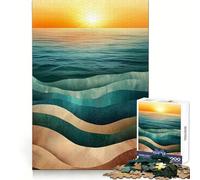 Puzzle Abstrait de 1000 pièces Vagues au Coucher du Soleil pour Adultes pour renforcer Les Liens et se ressourcer Qualité supérieure Idéal pour Les fêtes de Fin d'année 38x26cm