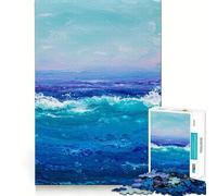 Puzzle Abstrait de 1000 pièces Vagues océaniques pour Adolescents, Jeu intellectuel, Divertissement d'intérieur, découpe de qualité, Cadeau créatif (38x52cm)