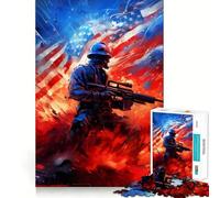Puzzle Abstrait décoratif pour vétérans américains,1000 pièces,Jeu Amusant,Technologie de découpe Laser avancée,Jouet de Divertissement d'intérieur pour Les fêtes (38x26cm)