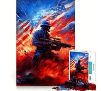 Puzzle Abstrait décoratif sur Le thème des vétérans américains,1000 pièces,Jeu de réflexion Stimulant,sans pièces détachées,défi cérébral interactif pour la Maison (50x75cm)