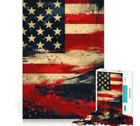 Puzzle Abstrait Drapeau américain 1000 pièces,Jeu de réflexion Amusant,sans Espace,Design ajusté, pour Les réunions de Famille (38x26cm)