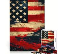 Puzzle Abstrait Drapeau américain 1000 pièces pour Adolescents Stimule la mémoire Évasion reposante Ajustement Parfait Idée Cadeau de Noël (38x52cm)