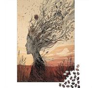 Puzzle Abstrait d'une Femme Fait de Fleurs et de Racines pour Adultes,70x50cm/1000pcs,Jeu ÉduChatif,décoration De La Maison,