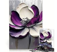 Puzzle Abstrait Floral Violet et Blanc pour Adultes, 1000 pièces, Jeu d'entraînement cérébral, Divertissement et Art à Assembler, Cadeau de Noël (38x52cm)