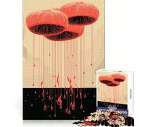 Puzzle Abstrait Goutte Rouge 1000 pièces pour Adultes, Jeu d'entraînement cérébral, Image Douce et relaxante Assembler, Joli Cadeau (50x75cm)