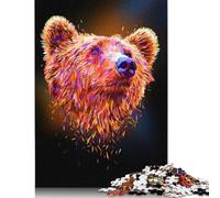 Puzzle Abstrait Grizzly Bear 1000 pièces, pour Adultes et Enfants, Jeux éducatifs en Bois (75 x 50 cm)