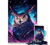 Puzzle Abstrait Hibou de 1000 pièces pour Adolescents Détente et Relaxation Cadeau Artistique aux découpes nettes (50x75cm)