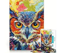 Puzzle Abstrait Hibou de 1000 pièces pour Adolescents, Jeu Intelligent, Moment de détente, Assemblage d'image, Joli Cadeau (38x26cm)