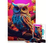 Puzzle Abstrait Hibou Difficile pour Adultes, 1000 pièces, Jeu de logique Solide, Simple et Amusant, découpe de précision, Cadeau de Noël (38x26cm)
