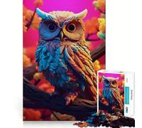 Puzzle Abstrait Hibou pour Adultes, 1000 pièces, Puzzle cérébral Relaxant, Image à Assembler, Cadeau de Noël (38x52cm)