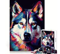 Puzzle Abstrait Husky de Sibérie 1000 pièces pour Adolescents Jeu de logique Solide Découpe précise pour Les vœux du Père Noël 50x75cm