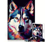 Puzzle Abstrait Husky de Sibérie pour Adultes, 1000 pièces, Jeu de réflexion Amusant à Partager, découpe de précision, Cadeau Unique 38x26cm
