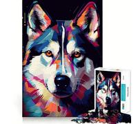 Puzzle Abstrait Husky de Sibérie pour Adultes, 1000 pièces, Jeu de réflexion Amusant à Partager, découpe de précision, Cadeau Unique 38x26cm