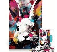 Puzzle Abstrait Lapin de 1000 pièces pour Adultes, Jeu intellectuel apaisant et Relaxant, découpe précise, pour Les vœux du Père Noël (50x75cm)