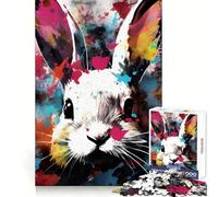 Puzzle Abstrait Lapin de 1000 pièces pour Adultes, Jeu intellectuel apaisant et Relaxant, découpe précise, pour Les vœux du Père Noël (50x75cm)