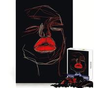 Puzzle Abstrait Lèvres Rouges de 1000 pièces pour Adolescents Jeu de logique et de Concentration, découpe précise, (50x75cm)