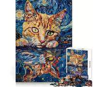 Puzzle Abstrait Ombres de Chat Triste pour Adolescents, 1000 pièces, décoration Murale apaisante et Amusante aux Contours Nets (38x26cm)