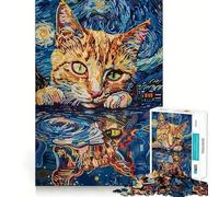 Puzzle Abstrait Ombres de Chat Triste pour Adolescents, 1000 pièces, décoration Murale apaisante et Amusante aux Contours Nets (38x26cm)