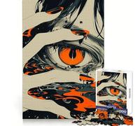 Puzzle Abstrait Orange Eye 1000 pièces pour Adultes Développe la mémoire Loisirs Doux Découpe Ferme Idée Cadeau (50x75cm)