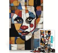 Puzzle Abstrait Original représentant Un Visage de Clown pour Adultes, 1000 pièces, Jeu de logique Robuste, Anti-Tension, Bords Transparents, Cadeau de qualité supérieure (50x75cm)