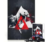 Puzzle Abstrait Ours Polaire Rouge pour Adultes, 1000 pièces, Collection Joy Quality Edge Art (38x52cm)
