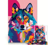 Puzzle Abstrait Plat Loup pour Adolescents 1000 pièces Stimule la mémoire Divertissement Occasionnel Découpe de qualité Cadeau d'anniversaire (38x26cm)