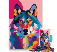 Puzzle Abstrait Plat Loup pour Adultes,1000 pièces,Jeu de Concentration mentale,découpe Laser de qualité supérieure,activité Amusante en Famille Le Soir (50x75cm)