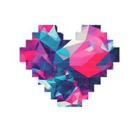 Puzzle abstrait polygonale en forme de cœur avec impression spatiale 3D pour décoration d'intérieur