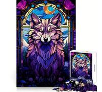 Puzzle Abstrait pour Adultes Wolf Magenta Night, 1000 pièces, réflexion stratégique, Pleine Conscience, évasion, Assemblage précis, Joli Cadeau (50x75cm)
