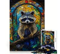 Puzzle Abstrait Raton Laveur Tacheté 1000 pièces Cadeau pour Adultes Défi Mental Jeu de Loisirs Facile Découpe précise Cadeau spécial (38x26cm)