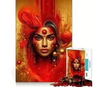 Puzzle Abstrait Rouge Beauté pour Adultes, 1000 pièces, pour stimuler la mémoire et s'amuser Ensemble Pièce de Collection (50x75cm)