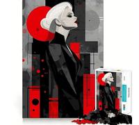 Puzzle Abstrait Rouge et Noir de 1000 pièces pour Adultes, idéal pour stimuler l'esprit, renforcer Les Liens familiaux, découpe de précision, Cadeau créatif (50x75cm)