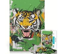 Puzzle Abstrait Rugissement de Tigre pour Adolescents, 1000 pièces, Jeu de réflexion, Design Simple et Amusant, Cadeau mémorable 38x52cm